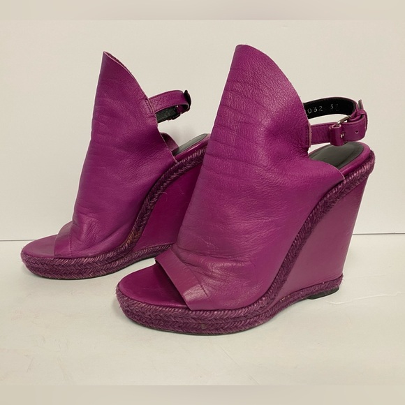 Balenciaga glove wedge espadrille sandals heels purple violet 37